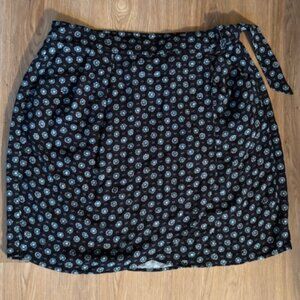 Comptoir Des Cotonnier NWOT Black Green Floral Wrap Skirt Large